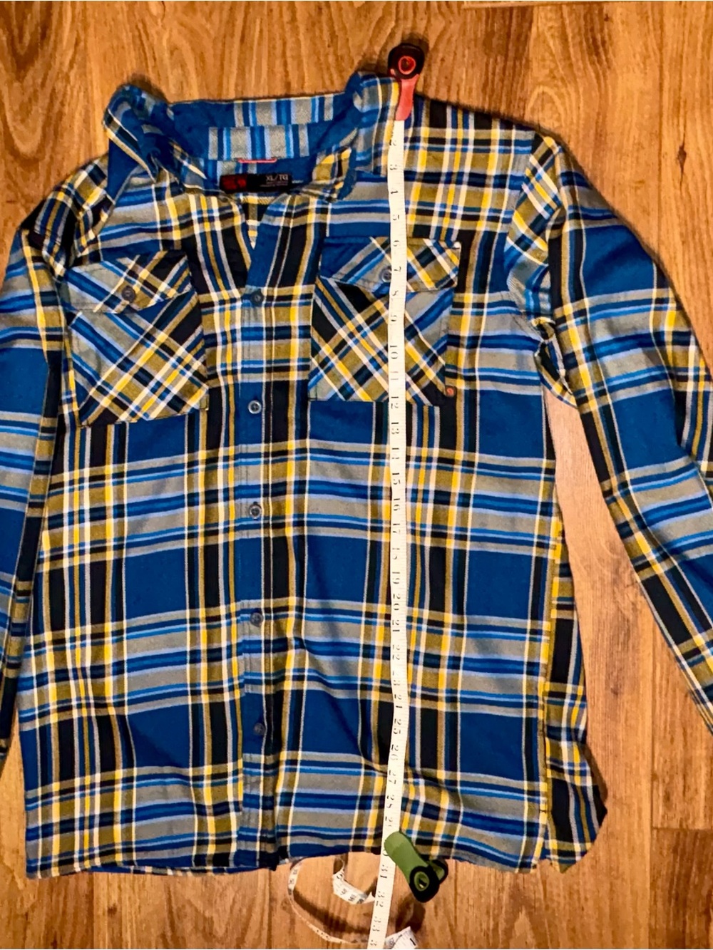 Men’s Mountain Hardwear Blue & Yellow Plaid Button-Up flannel Shirt